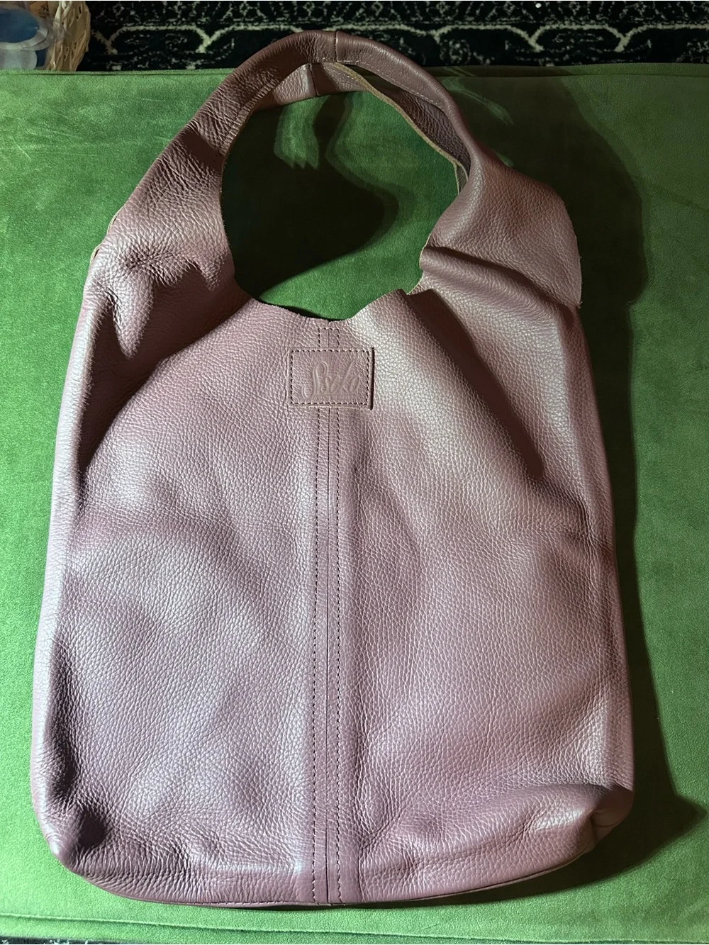 Women's Leather Hobo Bag - Dusty Rose
